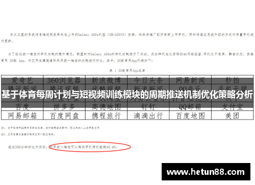 基于体育每周计划与短视频训练模块的周期推送机制优化策略分析
